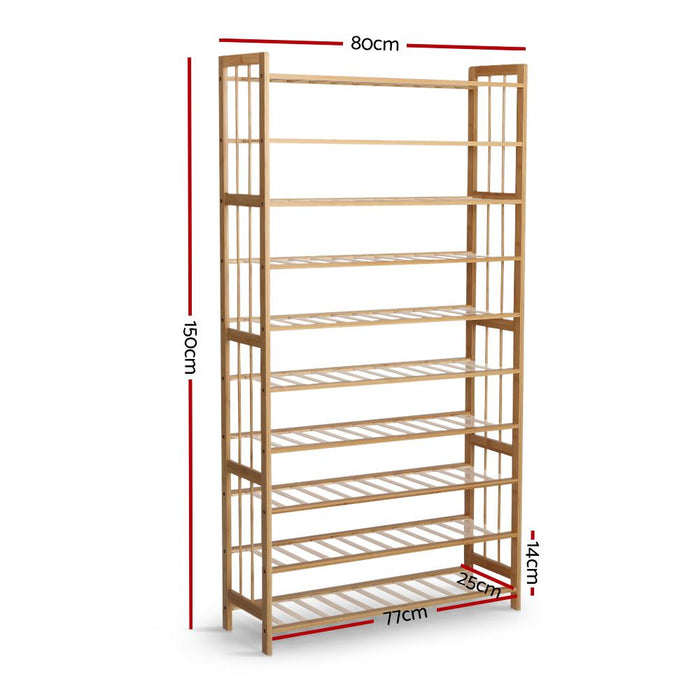 10 Tier Bamboo Shoe Rack Organiser-2