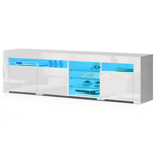 180CM LED Entertainment Unit in Glossy White Finish With 3 x Cupboards-1