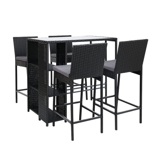 Wicker Bar Set Table & Stools-0