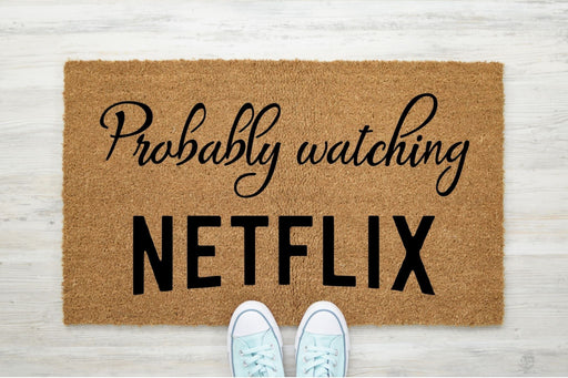 Probably watching Netflix doormat-0