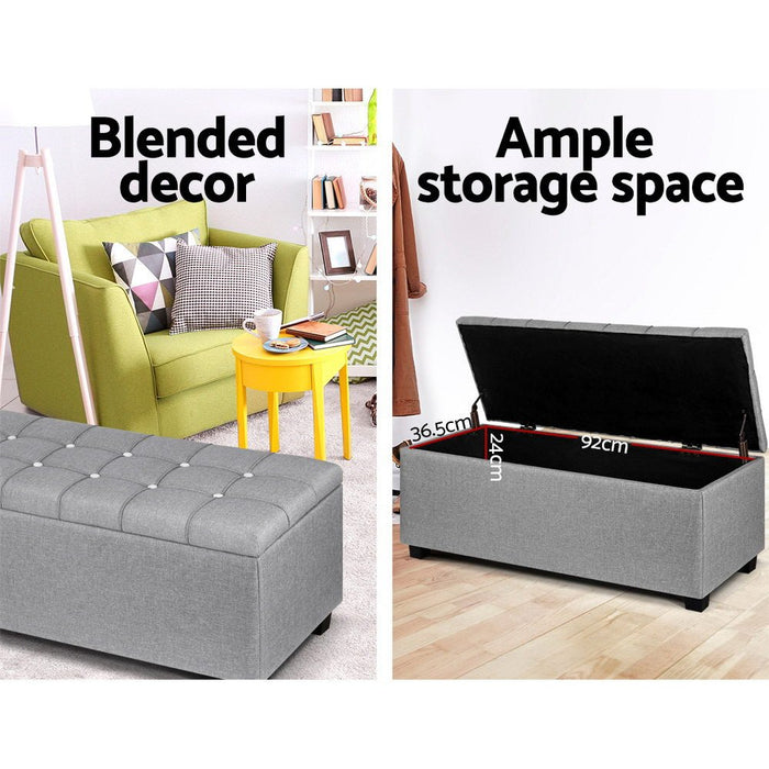 Storage Ottoman Blanket Box Grey-3