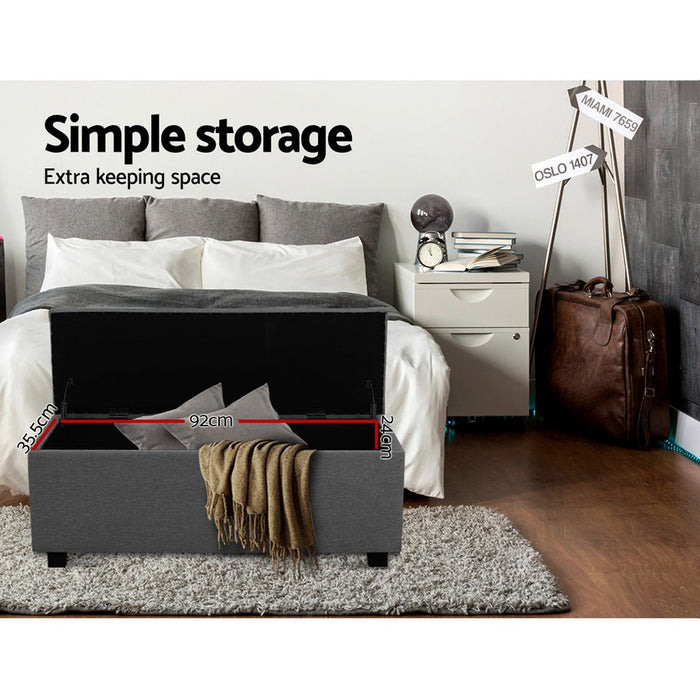 Tommie Fabric Storage Ottoman Grey-4