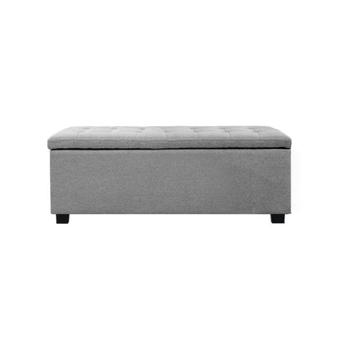 Tommie Fabric Storage Ottoman Light Grey-2