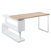 White Oak Rotary Corner Desk with Bookshelf-1