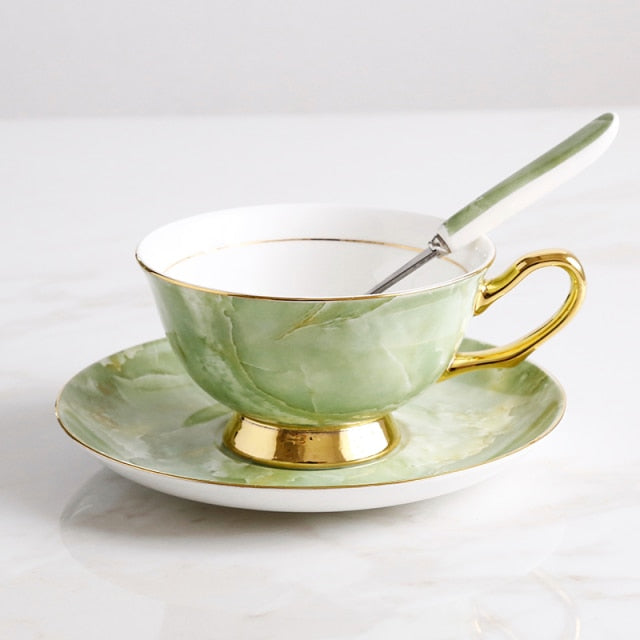 Europe Noble Bone China Cup/Saucer/Spoon Set