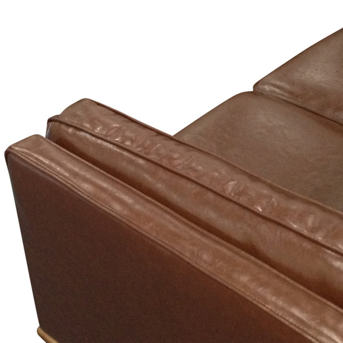 3 Seater Faux Sofa Brown Lounge Set with Wooden Frame