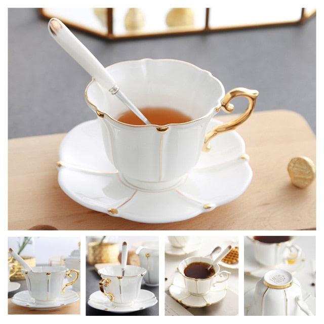 Europe Noble Bone China Cup/Saucer/Spoon Set