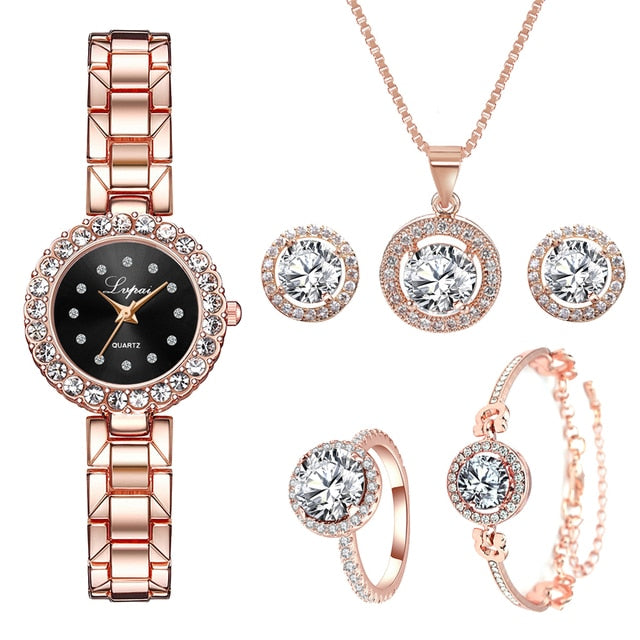 Crystal Watch & Jewellery Set