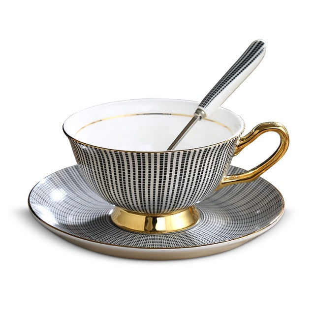 Europe Noble Bone China Cup/Saucer/Spoon Set