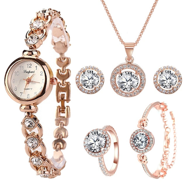 Crystal Watch & Jewellery Set