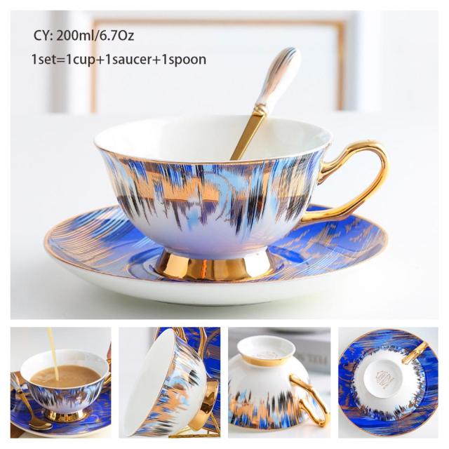 Europe Noble Bone China Cup/Saucer/Spoon Set