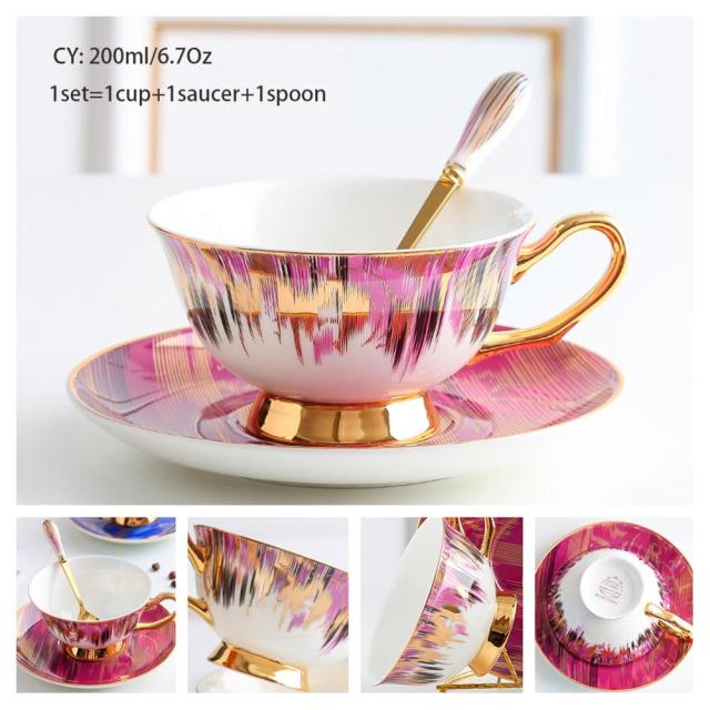 Europe Noble Bone China Cup/Saucer/Spoon Set