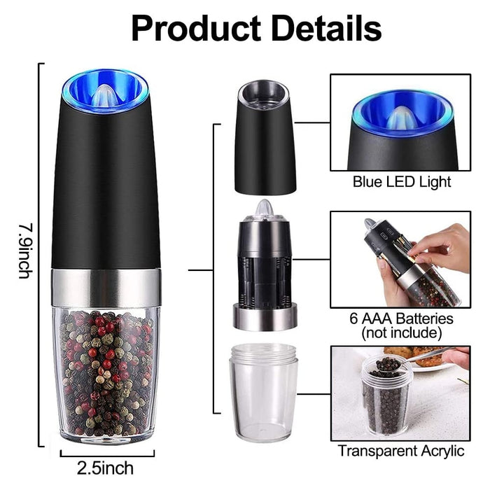 Stainless Steel Electric Salt & Pepper Mill Set