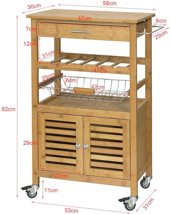 Vikus Bamboo Kitchen Storage Trolley