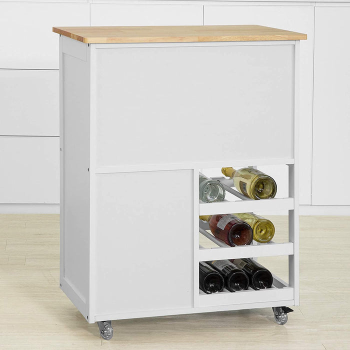 Vikus Kitchen Trolley with Wine Racks and Portable Workbench