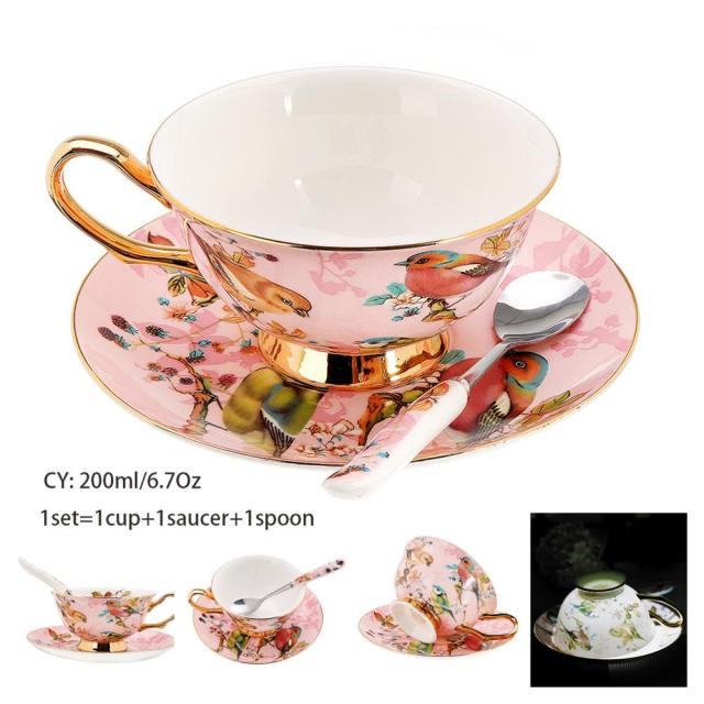 Europe Noble Bone China Cup/Saucer/Spoon Set