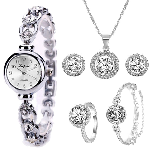 Crystal Watch & Jewellery Set