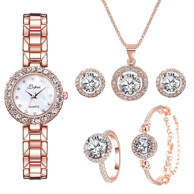 Crystal Watch & Jewellery Set