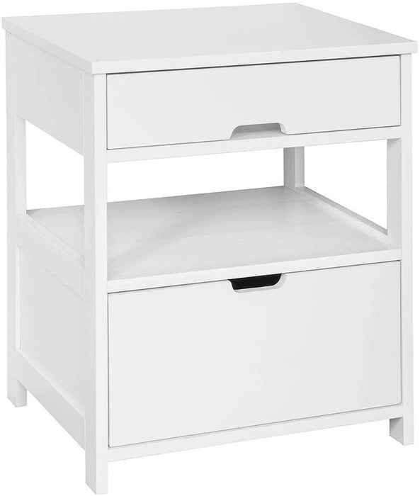 White Side / Bedside Table with 2 Drawers