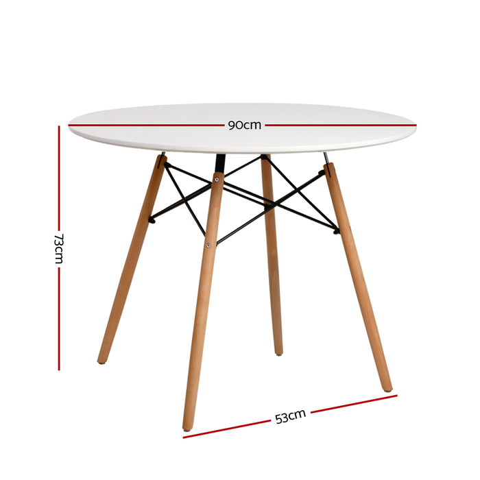 90cm Round Dining Table - White