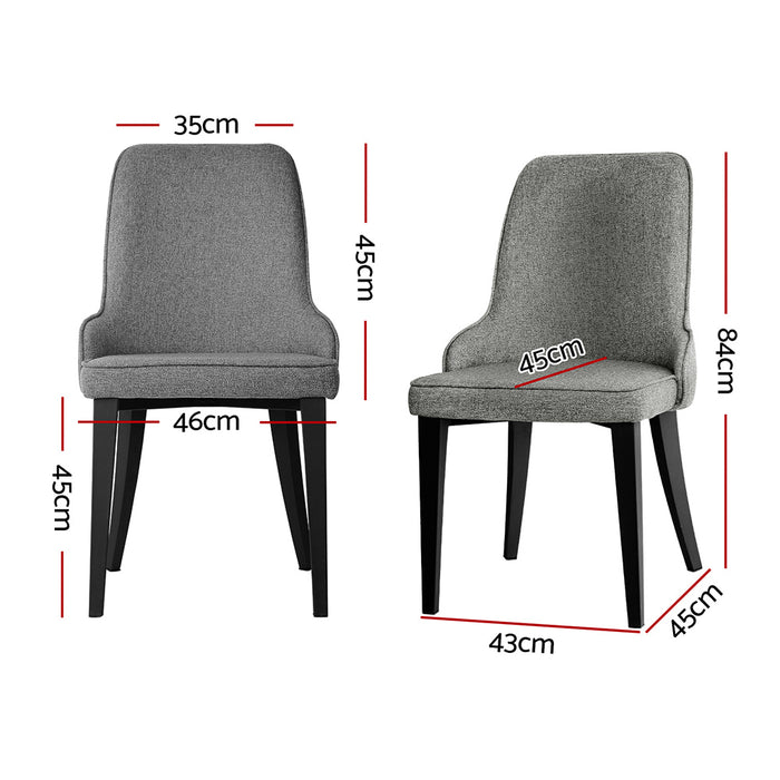 Set of 2 Fabric Dining Chairs - Grey