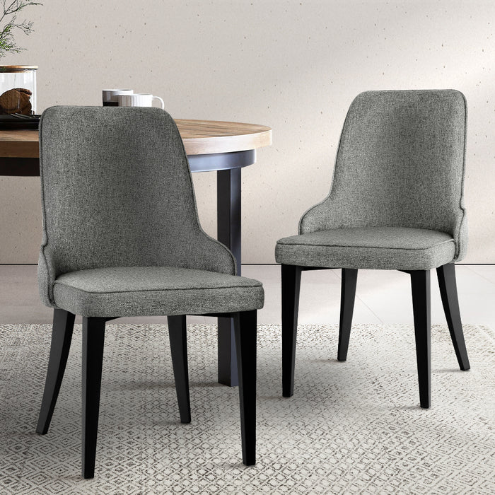 Set of 2 Fabric Dining Chairs - Grey