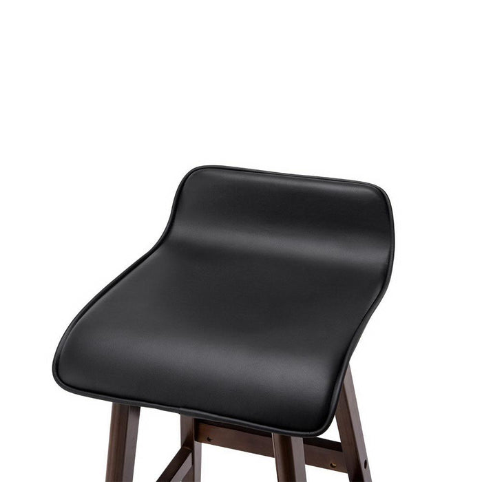 Set of 2 PU Leather Wood Wave Style Bar Stool - Black