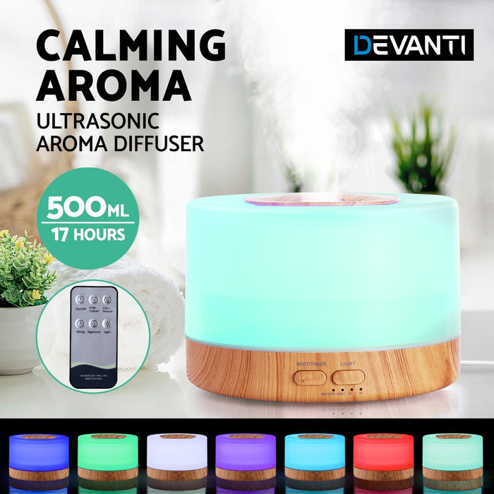 Devanti LED Light Aroma Diffuser 500ml with remote control