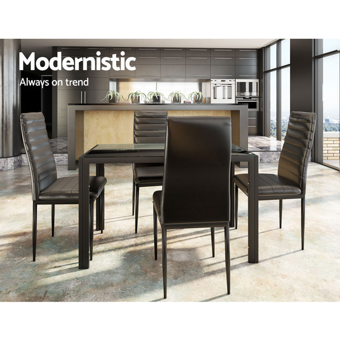 Astra 5-Piece Dining Table and Chairs Set - Black