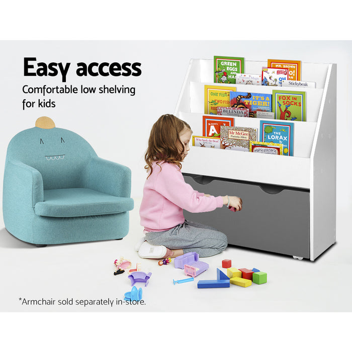 Kids Bookshelf Organiser - White/Grey
