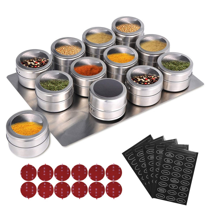 Magnetic Stainless Steel Spice Jars