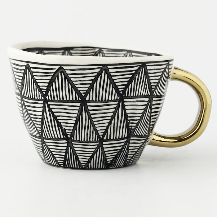 Hand Painted Geometric Ceramic Mugs