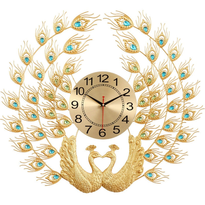 Modern Double Peacock Wall Clock