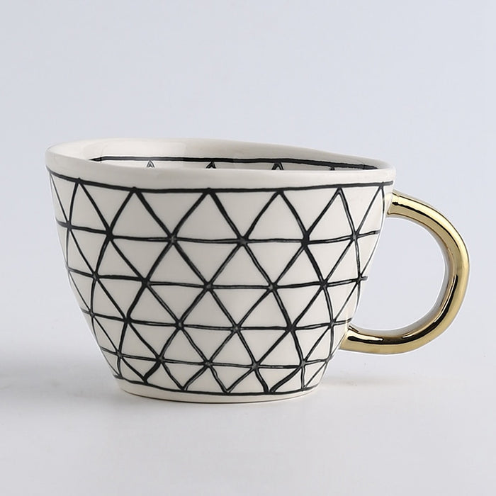 Hand Painted Geometric Ceramic Mugs