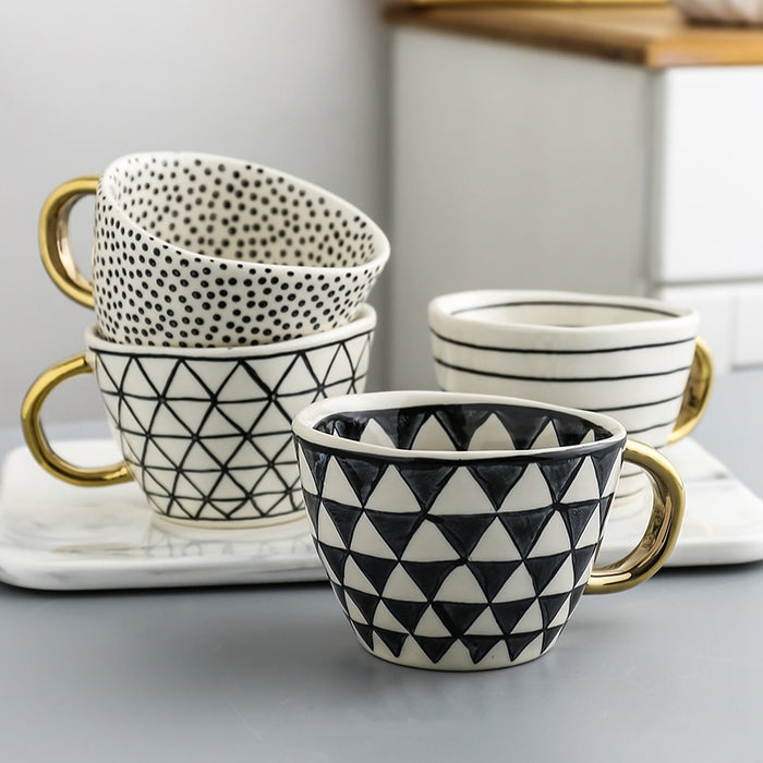 Hand Painted Geometric Ceramic Mugs