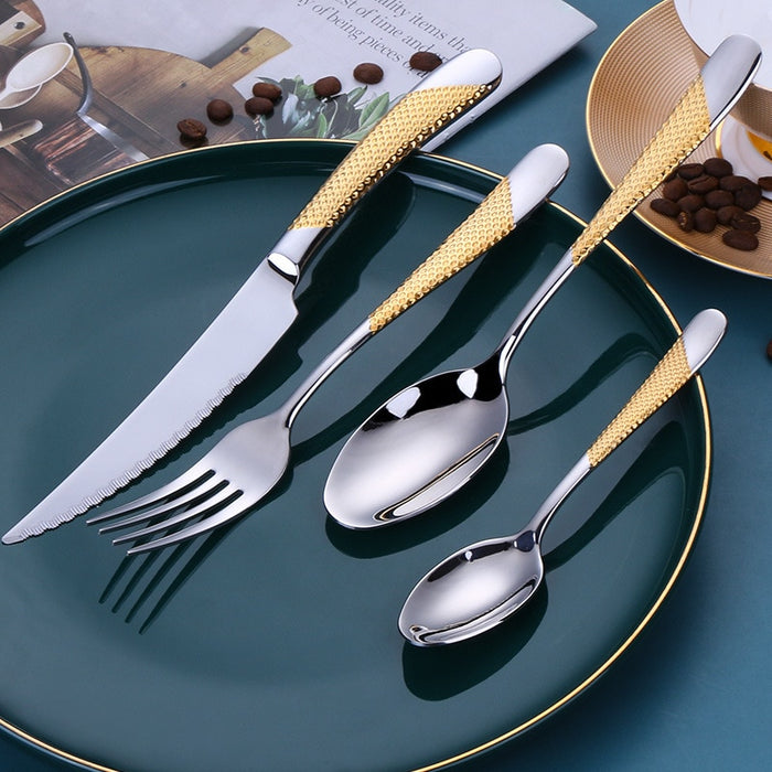 4/16/24/32pc Engraved Cutlery Set