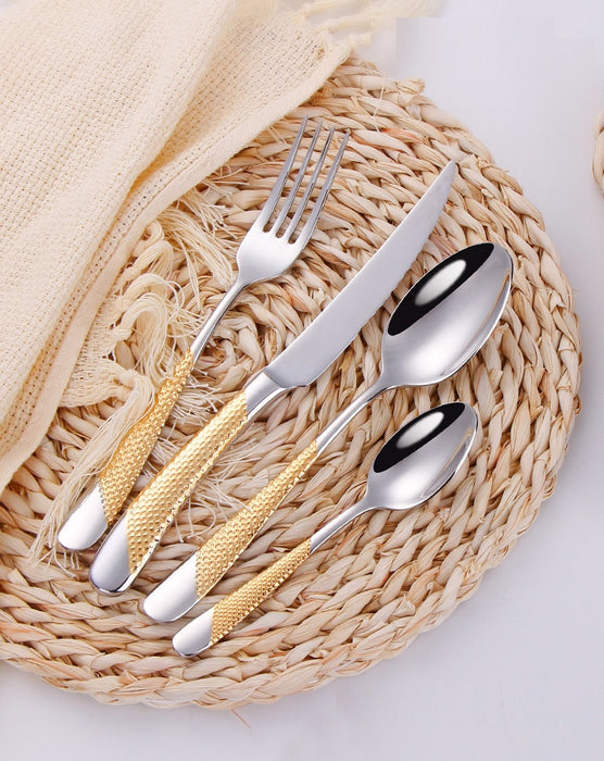 4/16/24/32pc Engraved Cutlery Set