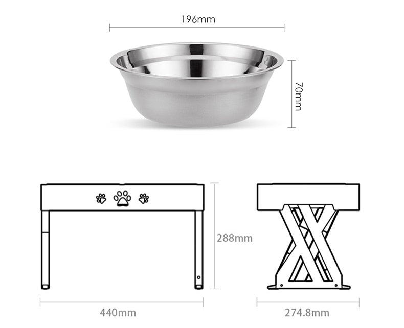 Double Pet Feeding Bowls with Adjustable Height Stand