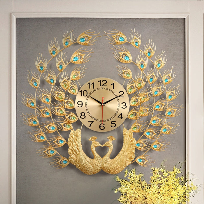 Modern Double Peacock Wall Clock
