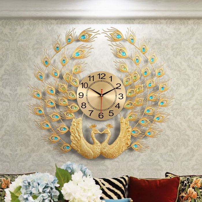 Modern Double Peacock Wall Clock