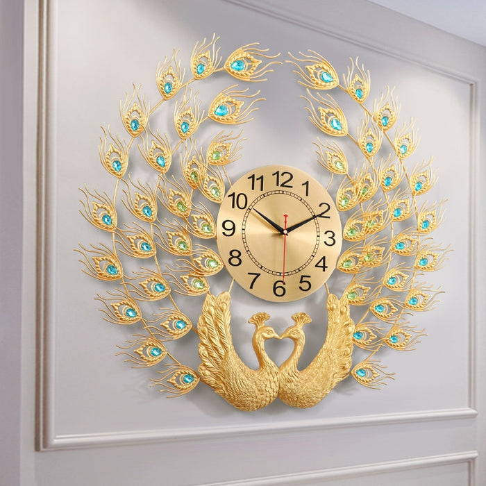 Modern Double Peacock Wall Clock