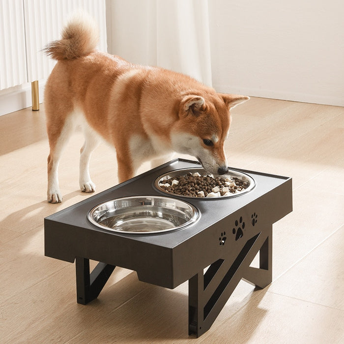 Double Pet Feeding Bowls with Adjustable Height Stand