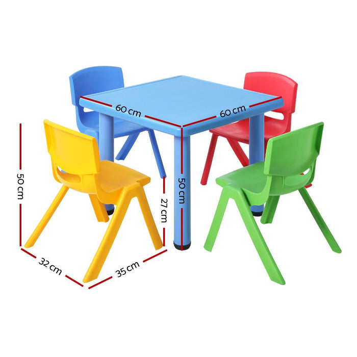 5pc Coloured Kids Table & Chair Set