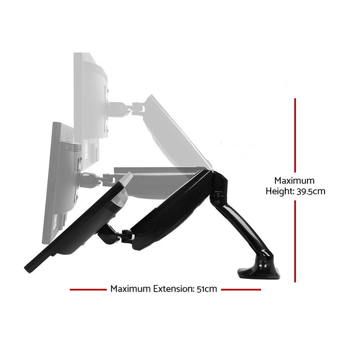 Dual Monitor Arm Mount Gas - Black