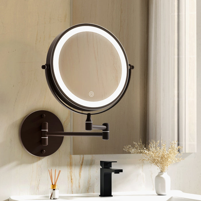 Extendable 10X Magnifying Makeup Mirror - Brown