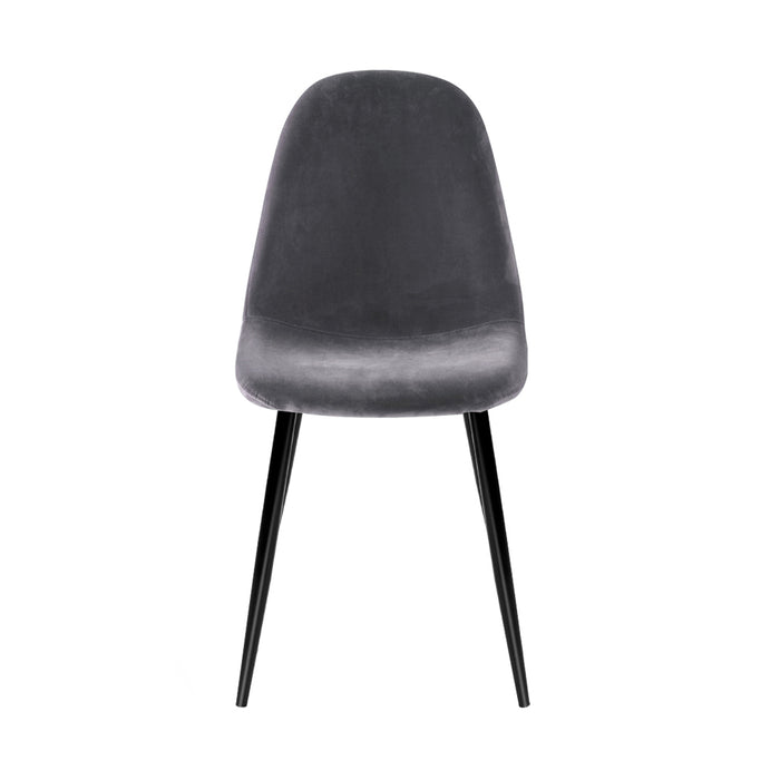 Set of 4 Soft Velvet Dining Chairs - Dark Grey