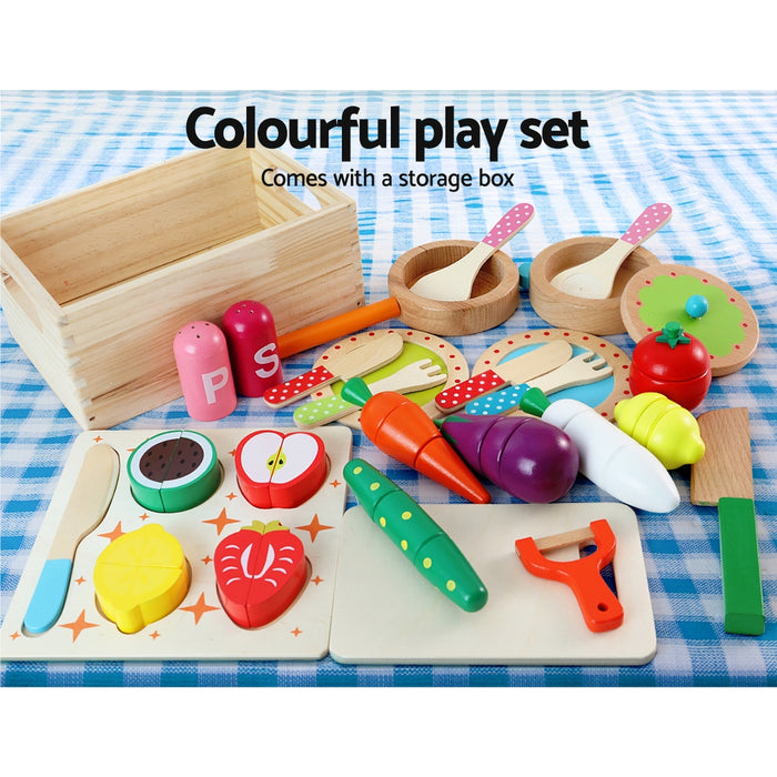 Kids Pretend Play Wooden Food Set