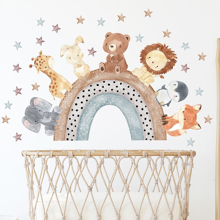 Cute Watercolour Cartoon Animals Wall Stickers