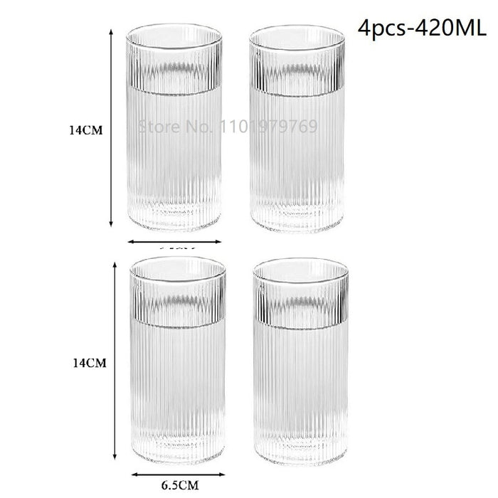 1/3/6pc Japanese Striped Heat-Resistant Glass