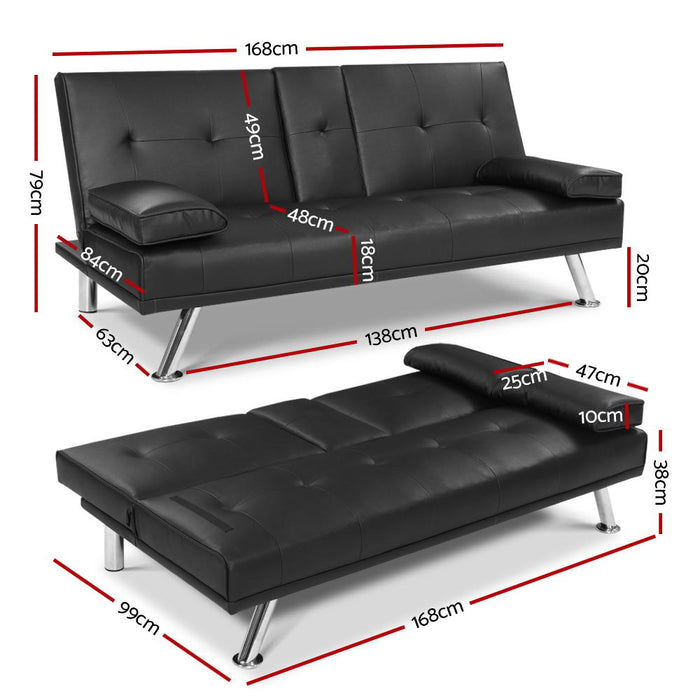3 Seater Leather Sofa Bed Lounge Recliner